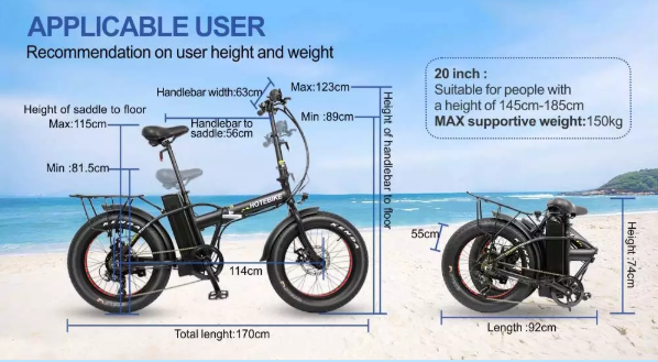 20 Folding Fat Tire Electric Bike - 36V/48V 250W-500W Motor - Shimano 7-Speed - Dual Disc Brakes - 60km Range - Fat Tire Electric Bike - 5