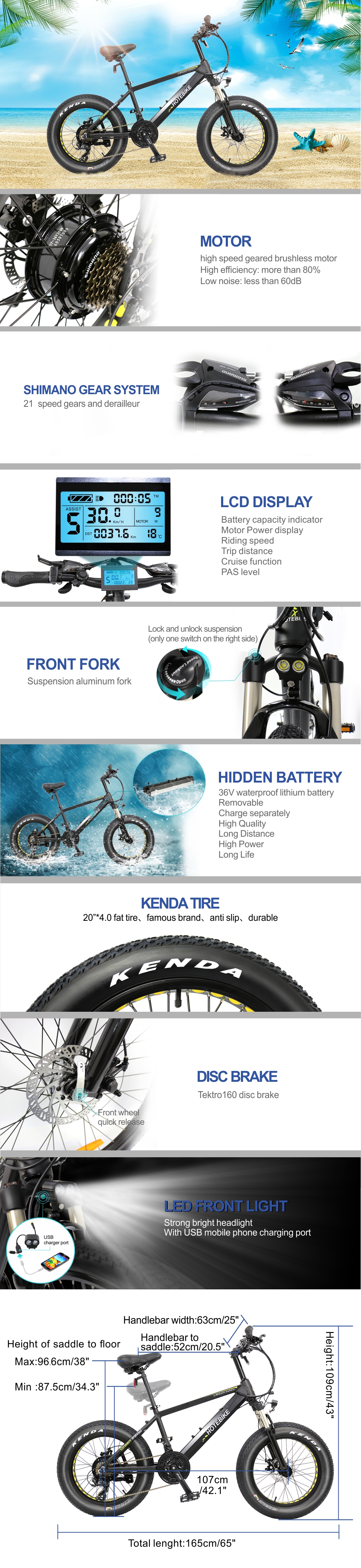 Bicicleta Elétrica de Pneu Largo de 20 Polegadas – Conforto e Potência para Todos os Terrenos 1 Bicicleta Elétrica de Pneu Largo de 20 Polegadas – Conforto e Potência para Todos os Terrenos - HOTEBIKE - 1