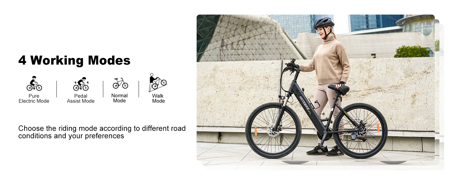 HOTEBIKE 36V 350W Bicicleta Elétrica Urbana para Adultos 26 – Leve com Bateria Oculta Removível 2 HOTEBIKE 36V 350W Bicicleta Elétrica Urbana para Adultos 26 – Leve com Bateria Oculta Removível - Bicicleta Elétrica Canadá - 2